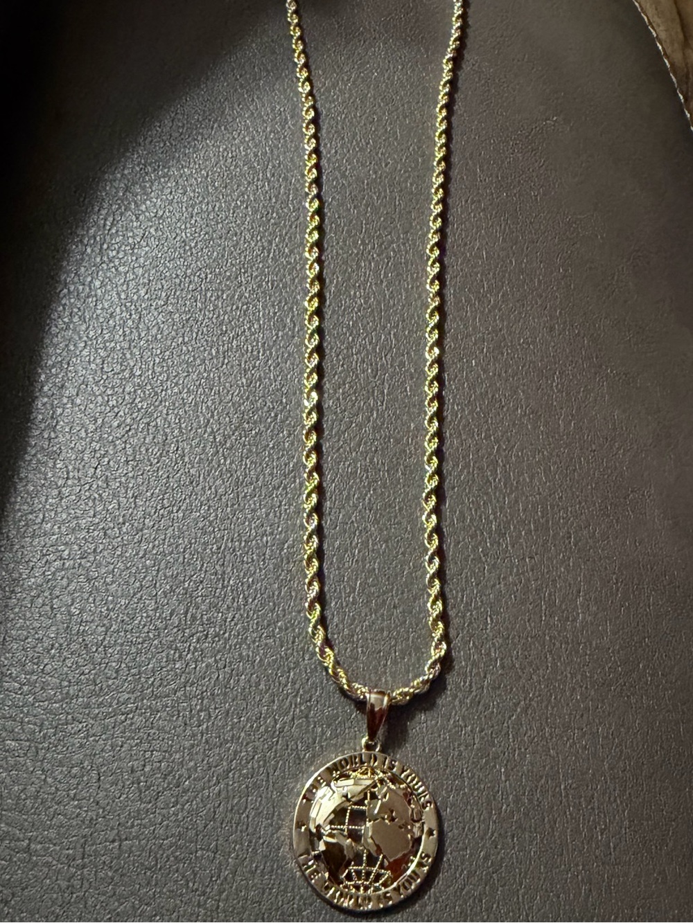 Gold-Tone Globe Pendant Rope Chain Necklace - Women Jewelry ( Gold filled)